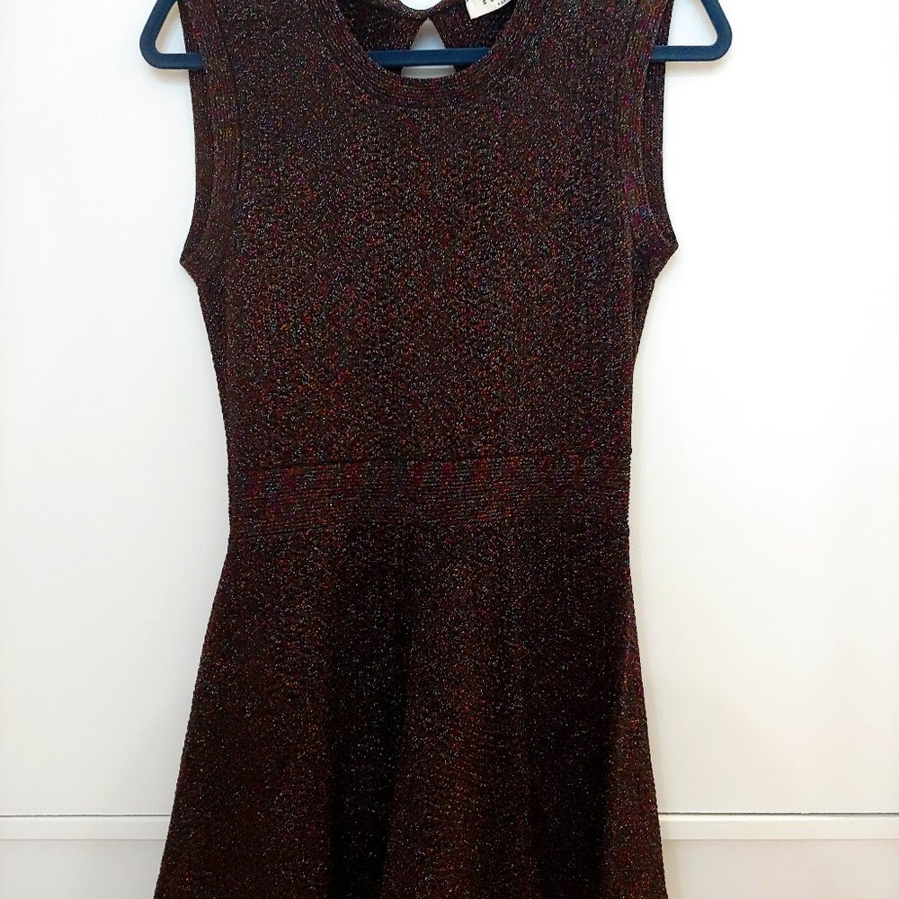 NWOT Sandro Radia Glitter Flared Dress with Open
